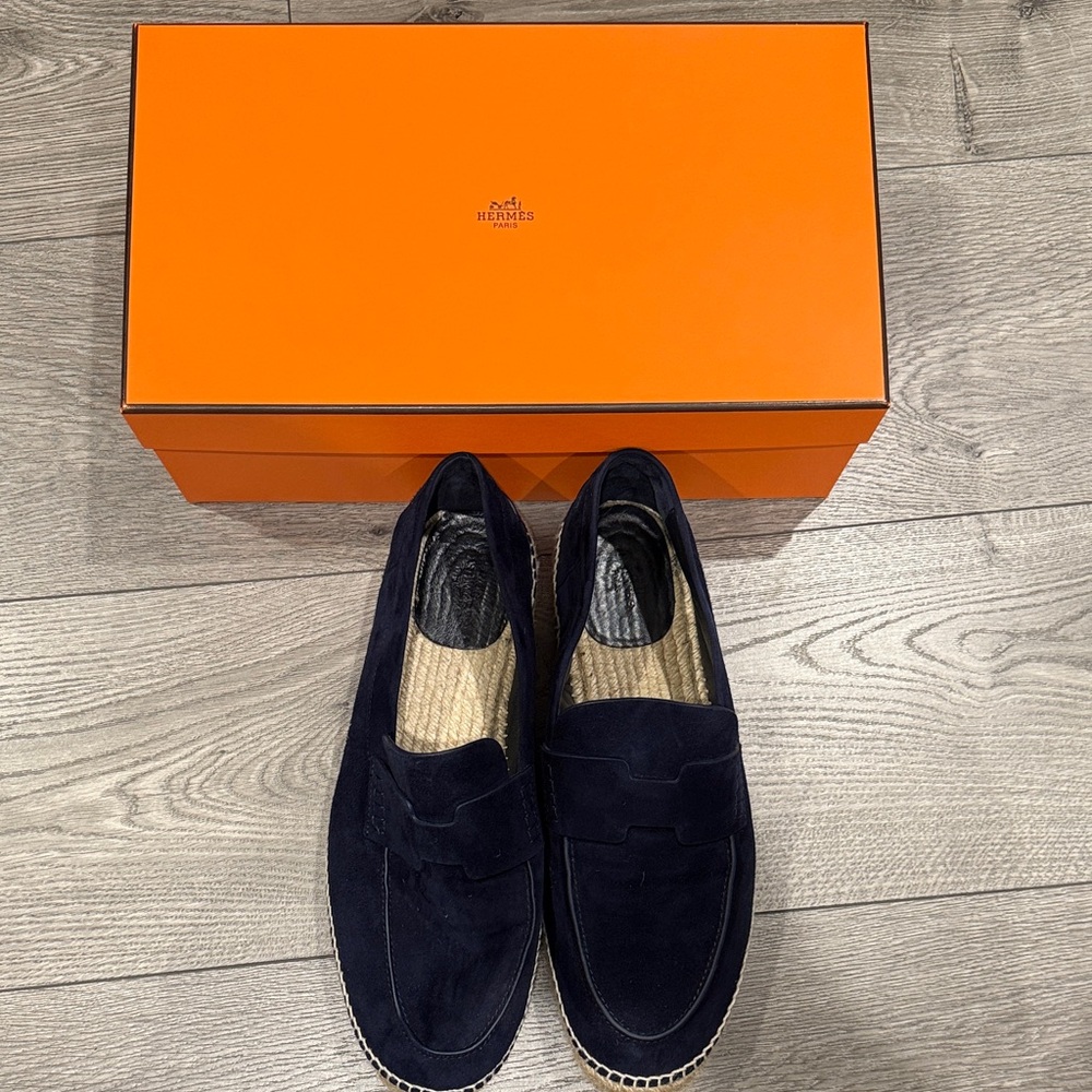 Hermes Dark Blue Suede Loafers - Picture 3 of 3